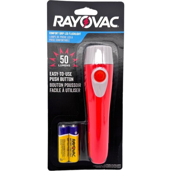 Rayovac Comfort Grip LED Flashlight 50 Lumen with Batteries Red - Picture 1 of 4